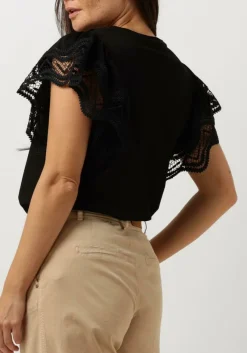 zwarte summum t-shirt jersey top tee with lace