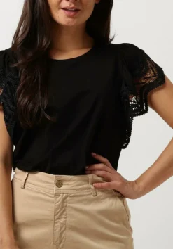 zwarte summum t-shirt jersey top tee with lace