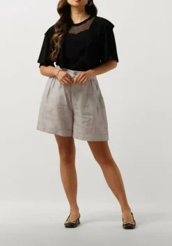 zwarte summum t-shirt short sleeve ruffle top crepe jersey