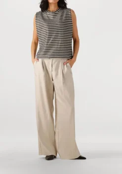 zwarte summum t-shirt sleeveless top knitted stripe coated