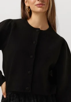 zwarte summum vest knitted cardigan leopard jacquard knit