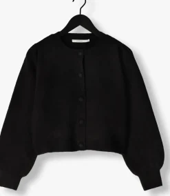 zwarte summum vest knitted cardigan leopard jacquard knit