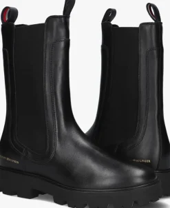 zwarte tommy hilfiger chelsea boots th lthr mid chelsea