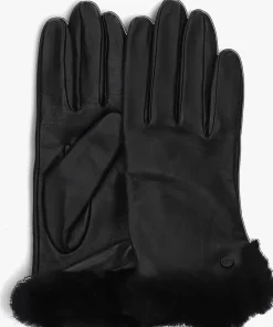 zwarte ugg handschoenen leather sheepskin vent glove