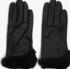 zwarte ugg handschoenen leather sheepskin vent glove