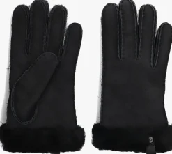 zwarte ugg handschoenen shorty glove w leather trim