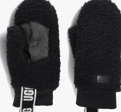 zwarte ugg handschoenen uggfluff mitten with logo tape