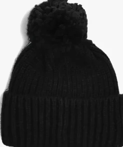 zwarte ugg muts chunky rib knit beanie w pom
